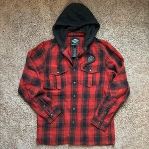 Harley-Davidson Men’s Hooded Flannel Shirt Jacket | SZ M | EUC